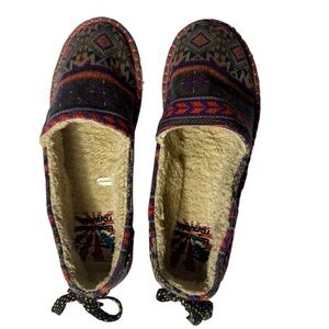 Tiger bear Republic Tribal Patterned Women's Slippers Faux Fur Lined Size 9 NWOT